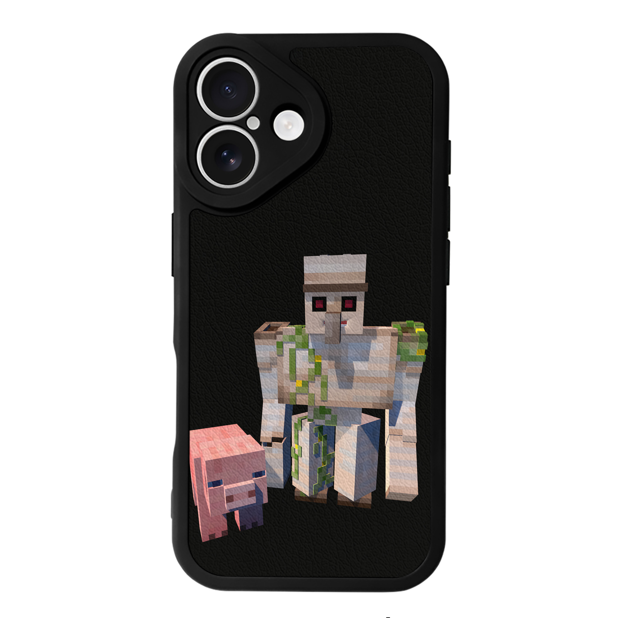 （画像用） マインクラフト ブロックの世界 Minecraft MC Block world 【iPhone 16シリーズ対応】シリコンスマホケース（レザー調） 材質：シリコン